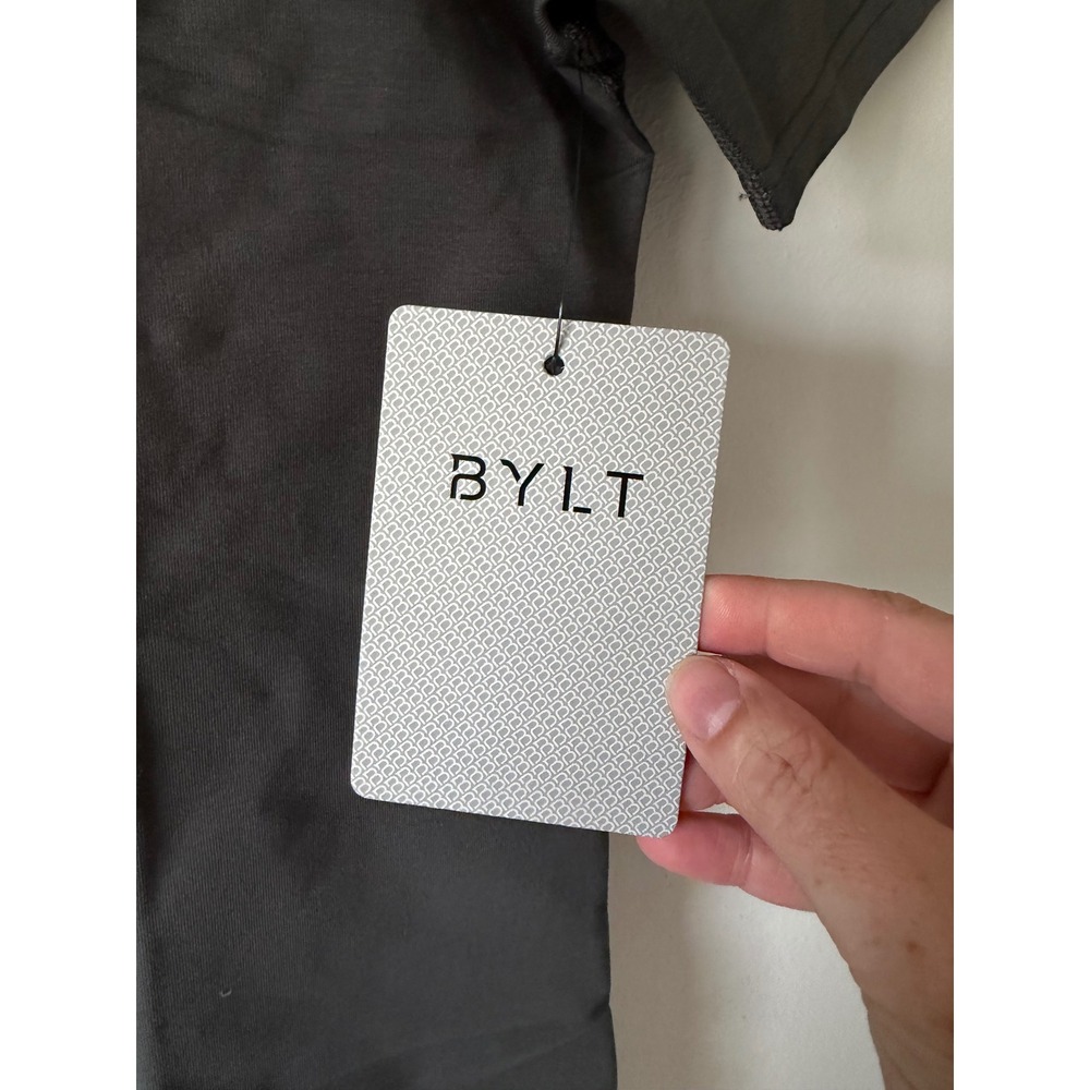 Minimalist Streetwear BYLT Drop-Cut Lux T-Shirt Small Charcoal Grey Curved Hem - Picture 3 of 11